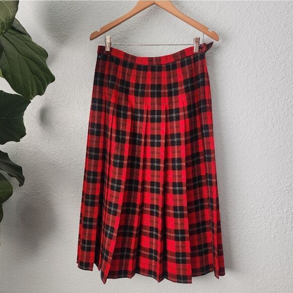 Pendleton skirt virgin wool plated midi vintage skirt - Picture 1 of 8
